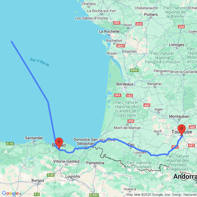 Trip between Toulouse and Bilbao