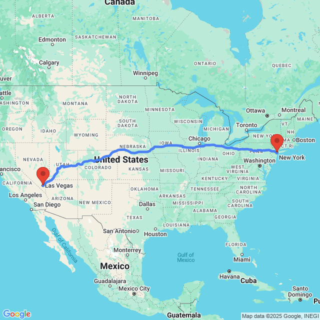 Trip between Las Vegas and New York