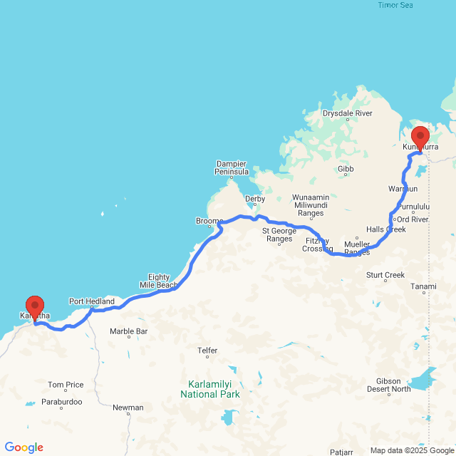 Trip between Karratha and Kununurra