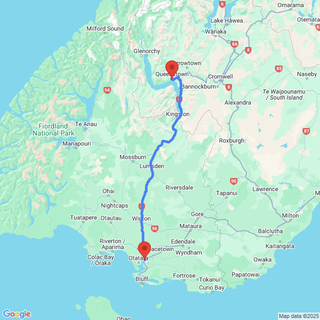Trip between Invercargill and Queenstown