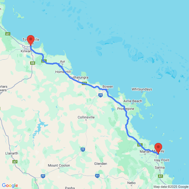 Trip between Townsville and Mackay