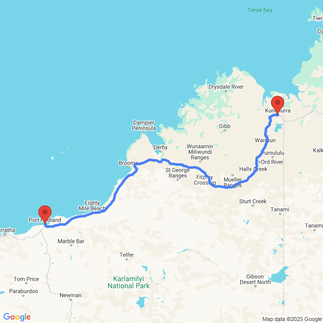 Trip between Kununurra and Port Hedland