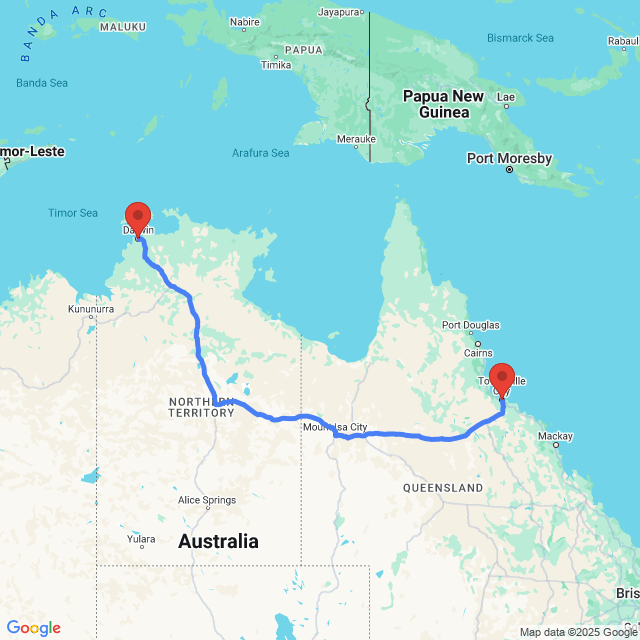 Trip between Darwin and Townsville