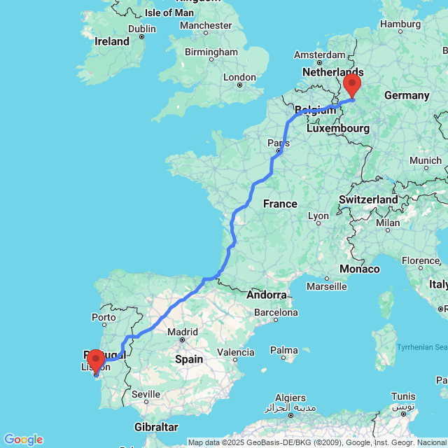 Trip between Lisbon and Cologne