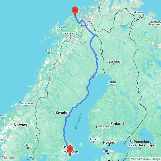 Trip between Tromso and Stockholm