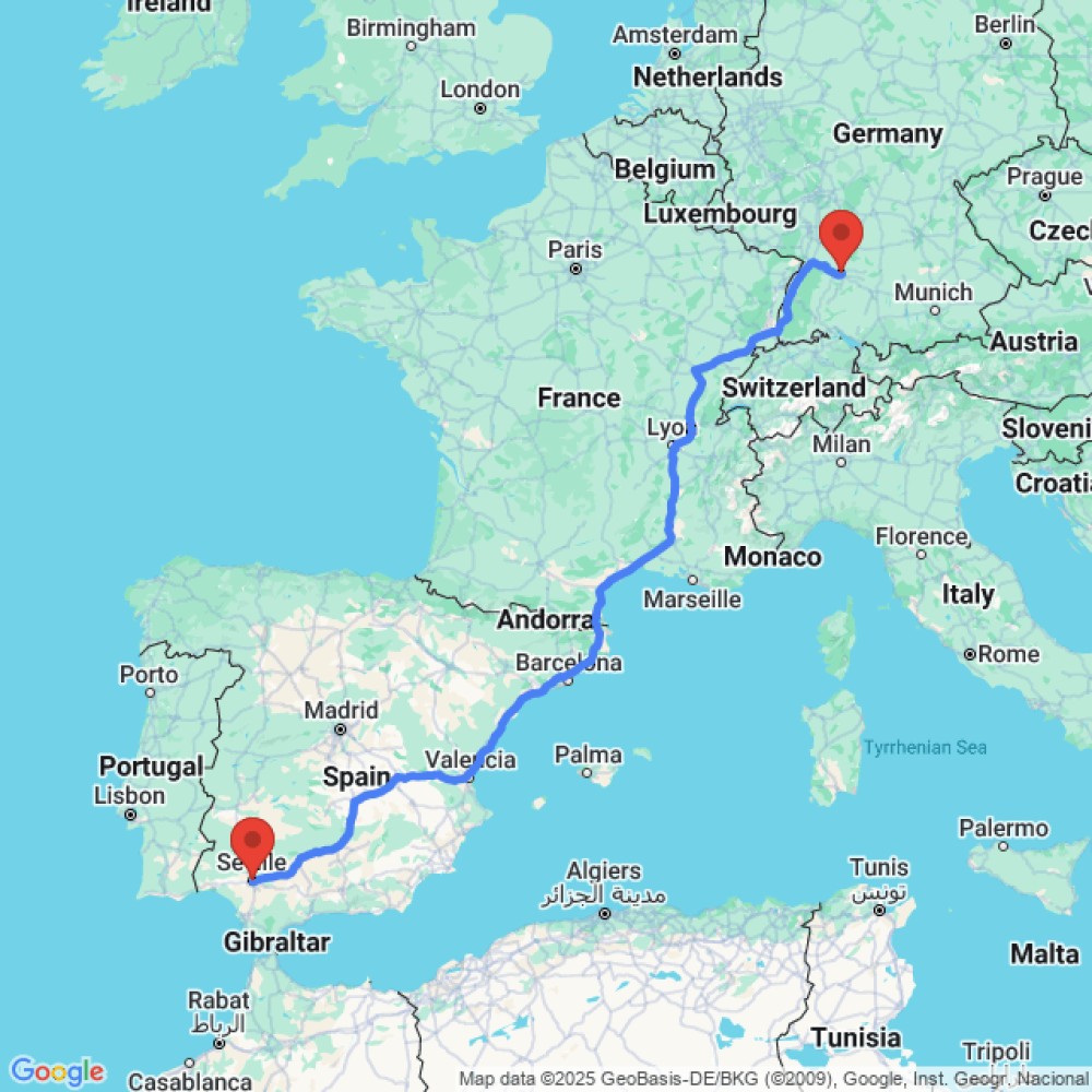 Trip between Seville and Stuttgart