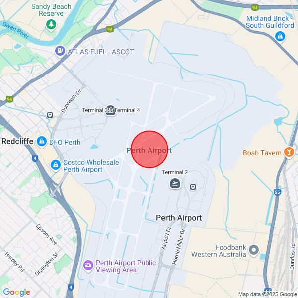 Map of pickup location at Perth