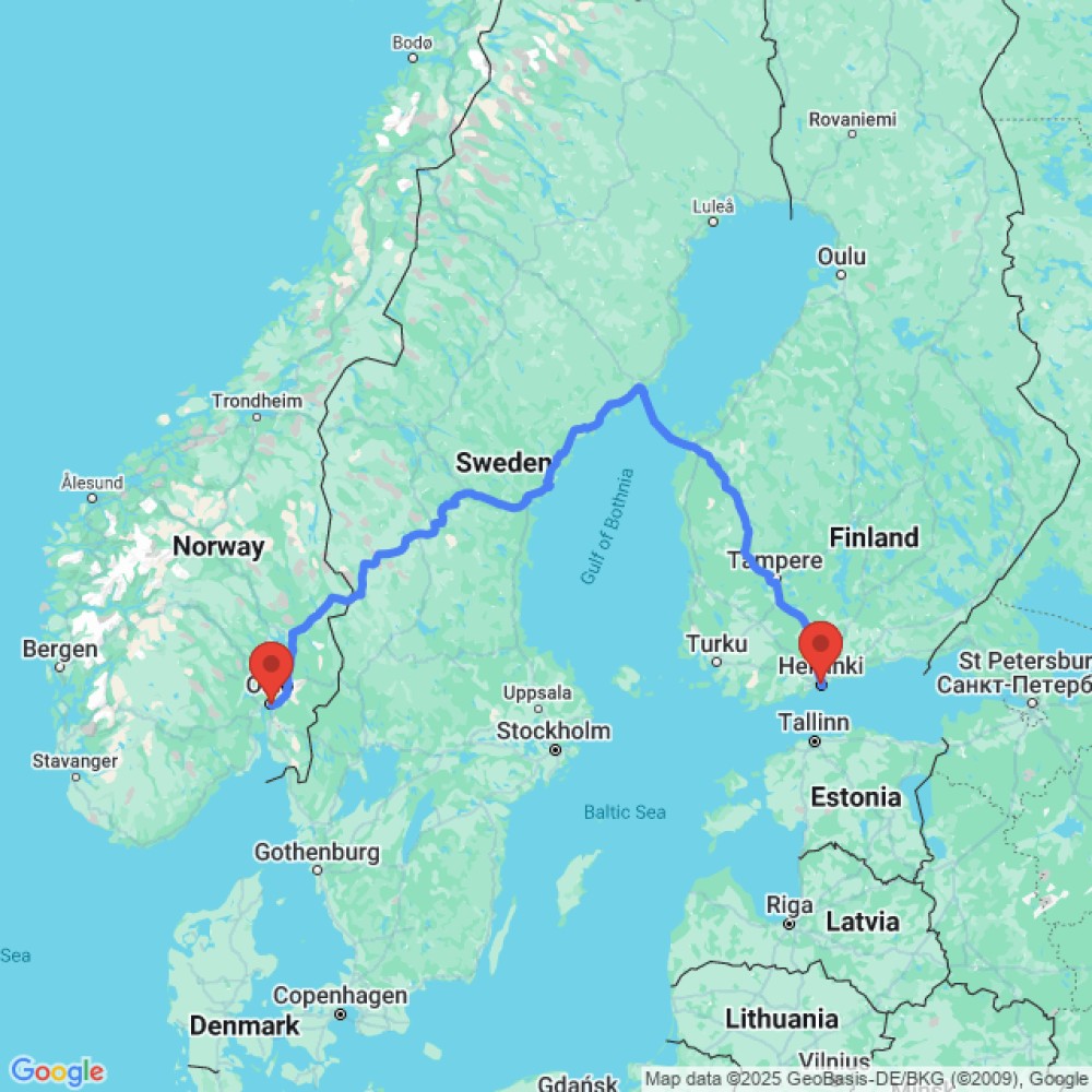 Trip between Oslo and Helsinki