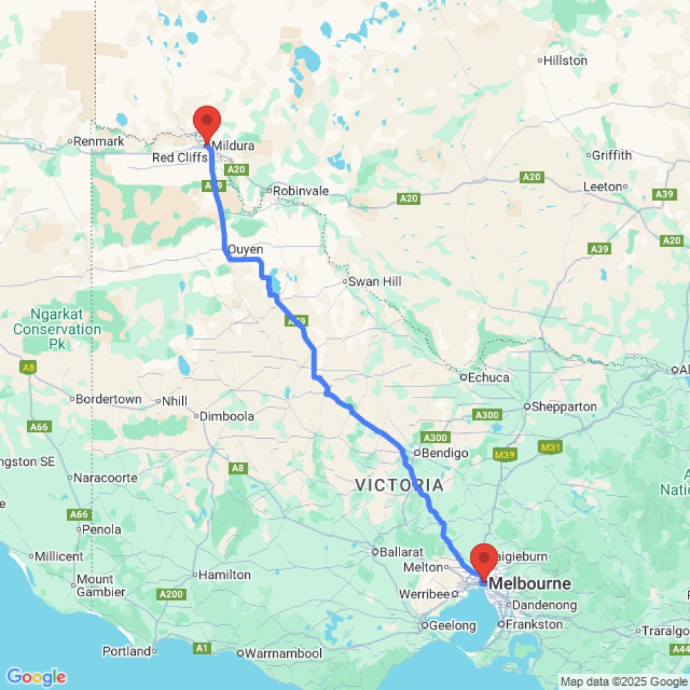 Trip between Melbourne and Mildura