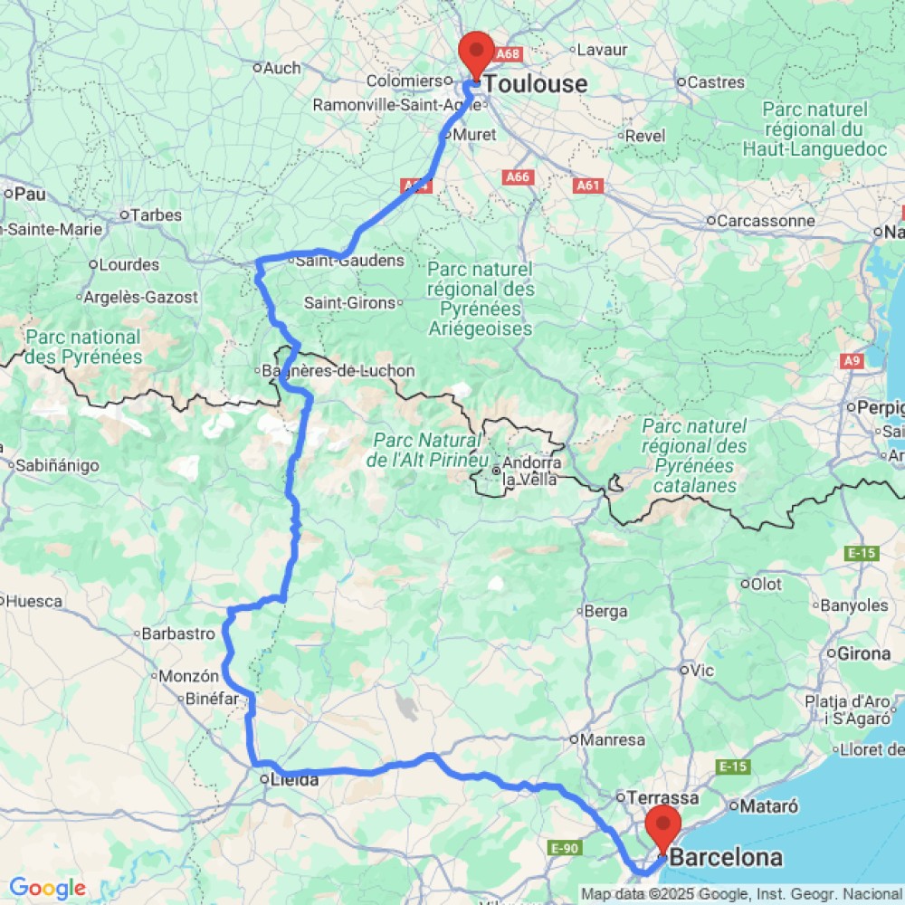 Trip between Toulouse and Barcelona