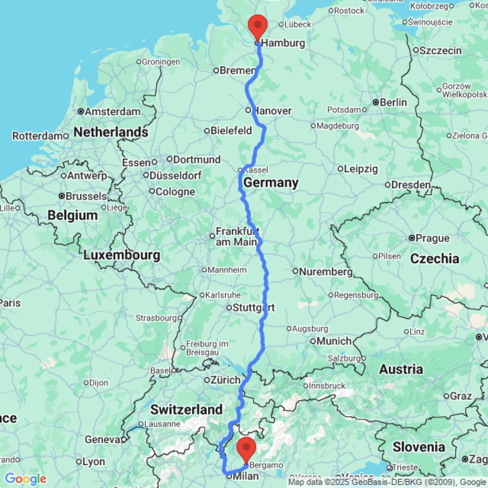 Trip between Hamburg and Bergamo