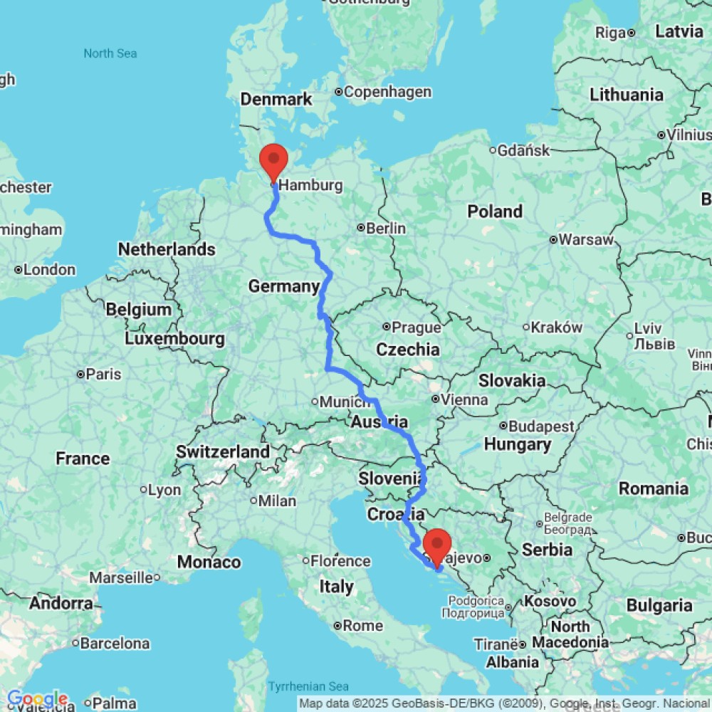 Trip between Hamburg and Split