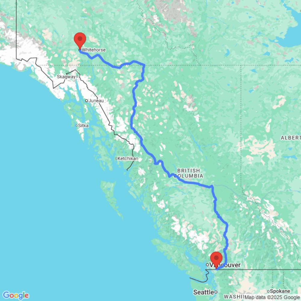Trip between Abbotsford and Whitehorse