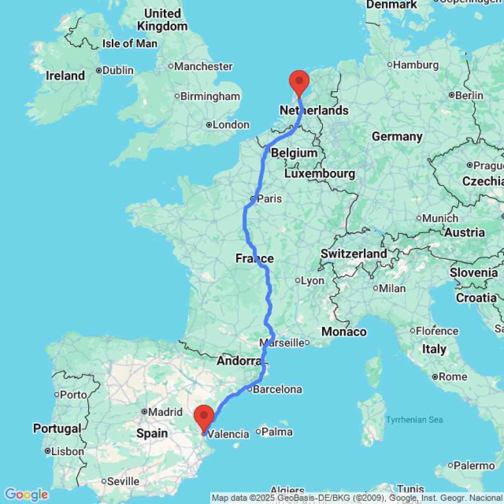 Trip between Terschuur NL and Valencia