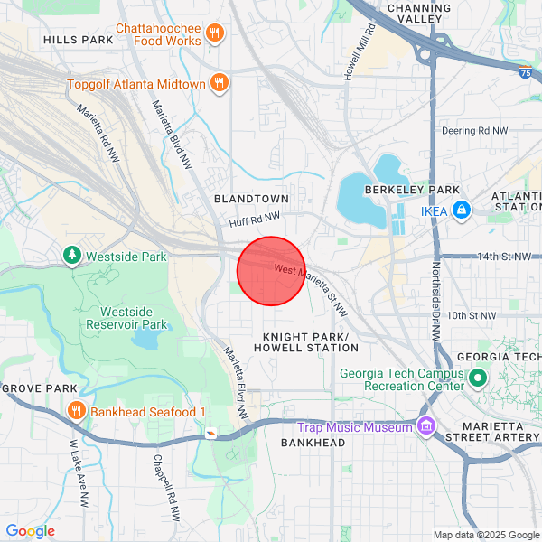 Map of dropoff location at Atlanta