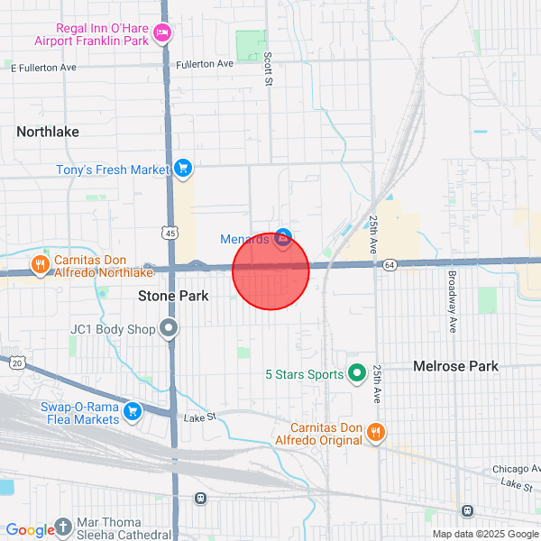 Map of pickup location at Chicago
