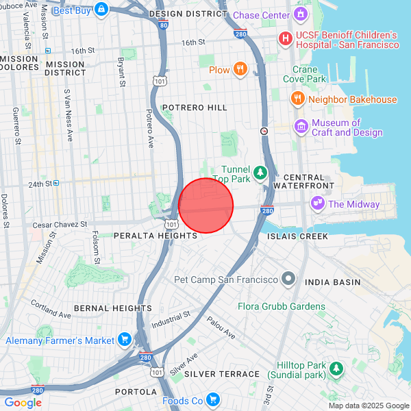 Map of dropoff location at San Francisco