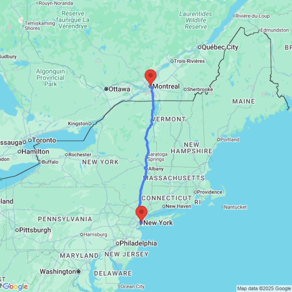 Trip between Montreal and New York