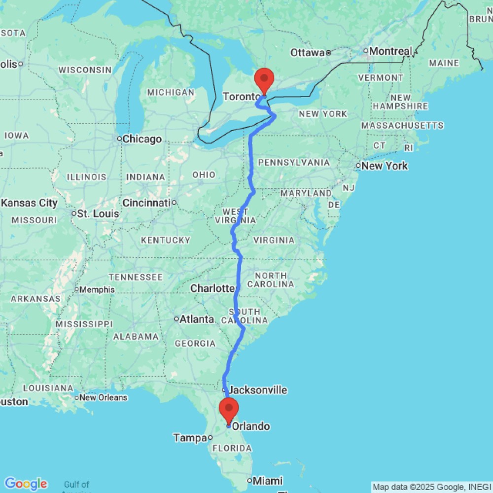 Trip between Toronto and Orlando