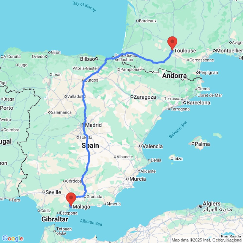 Trip between Toulouse and Malaga