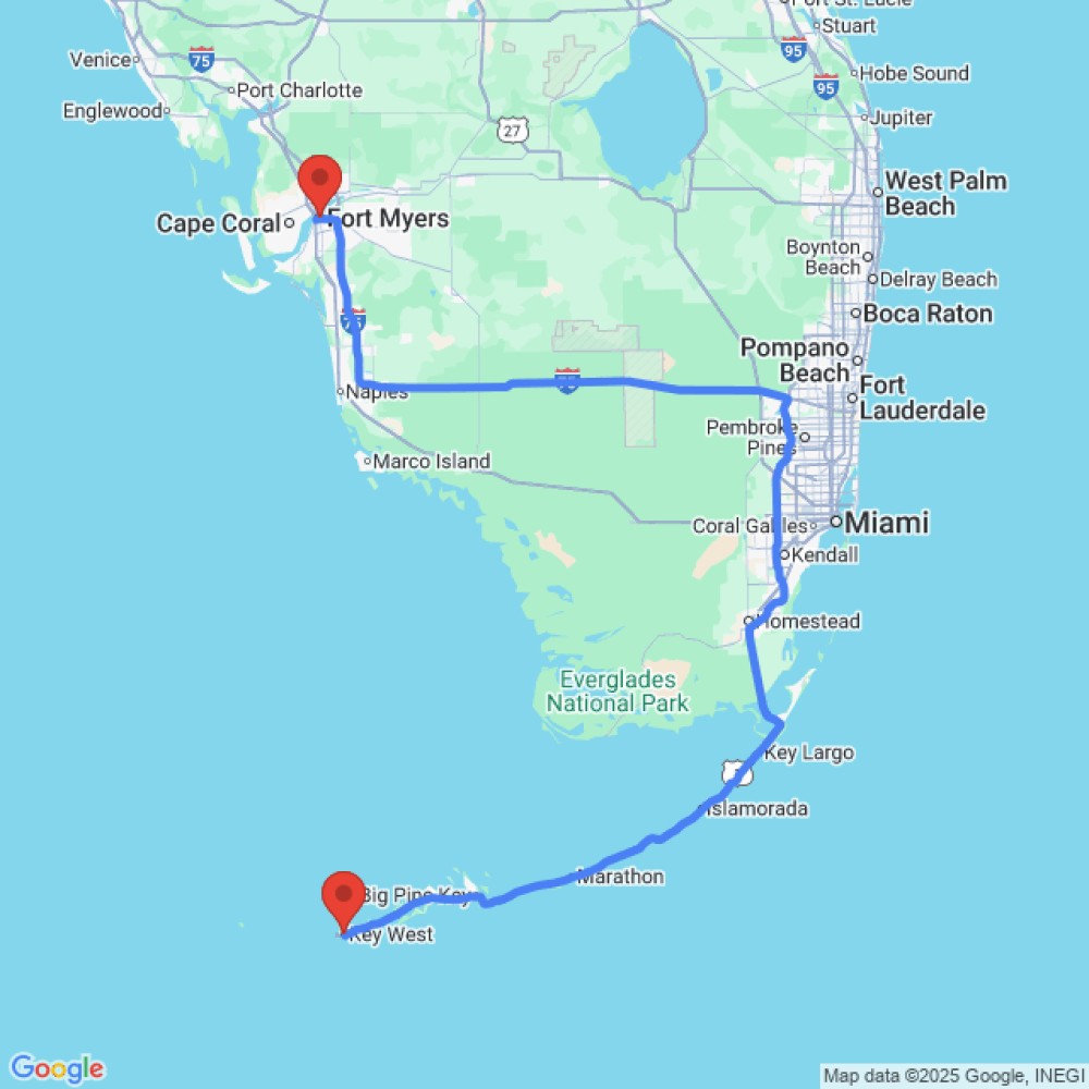 Trip between Fort Myers and Key West