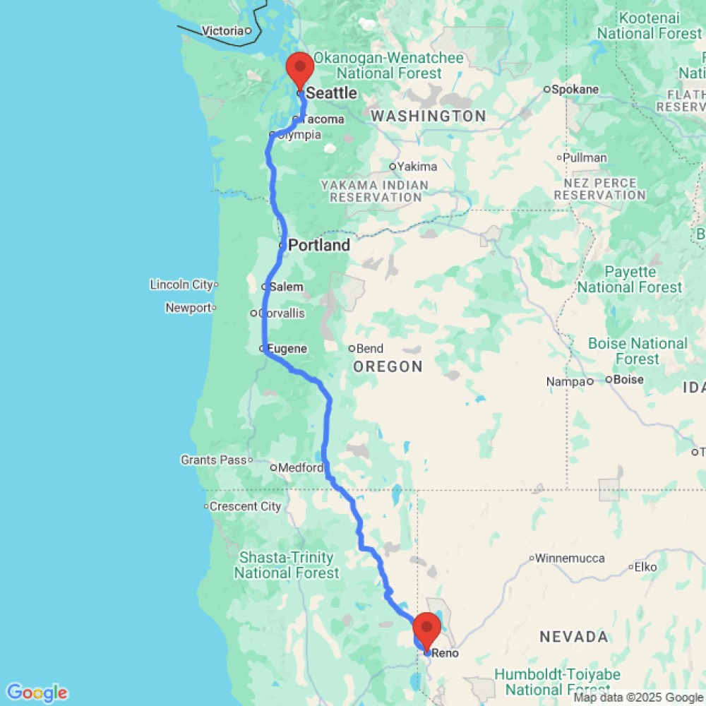 Trip between Reno and Seattle