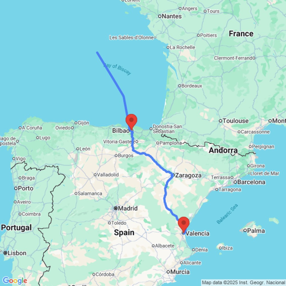 Trip between Bilbao and Valencia