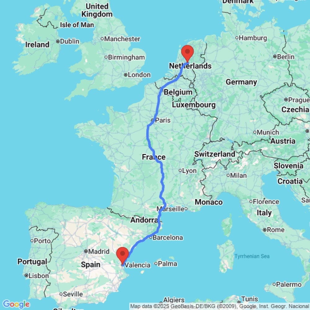 Trip between Terschuur NL and Valencia