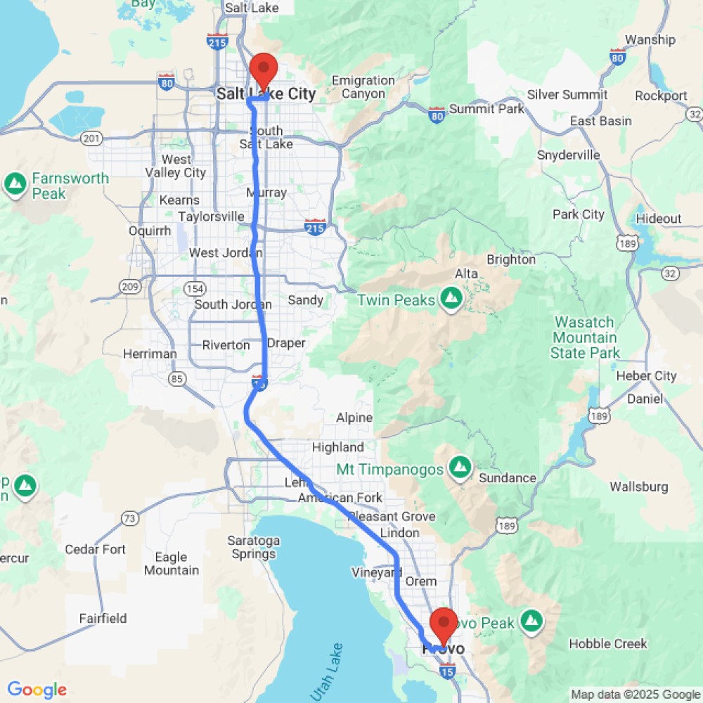 Trip between Provo and Salt Lake City