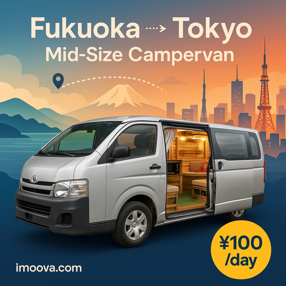 Mid-Size Campervan available for relocation from Fukuoka to Tokyo