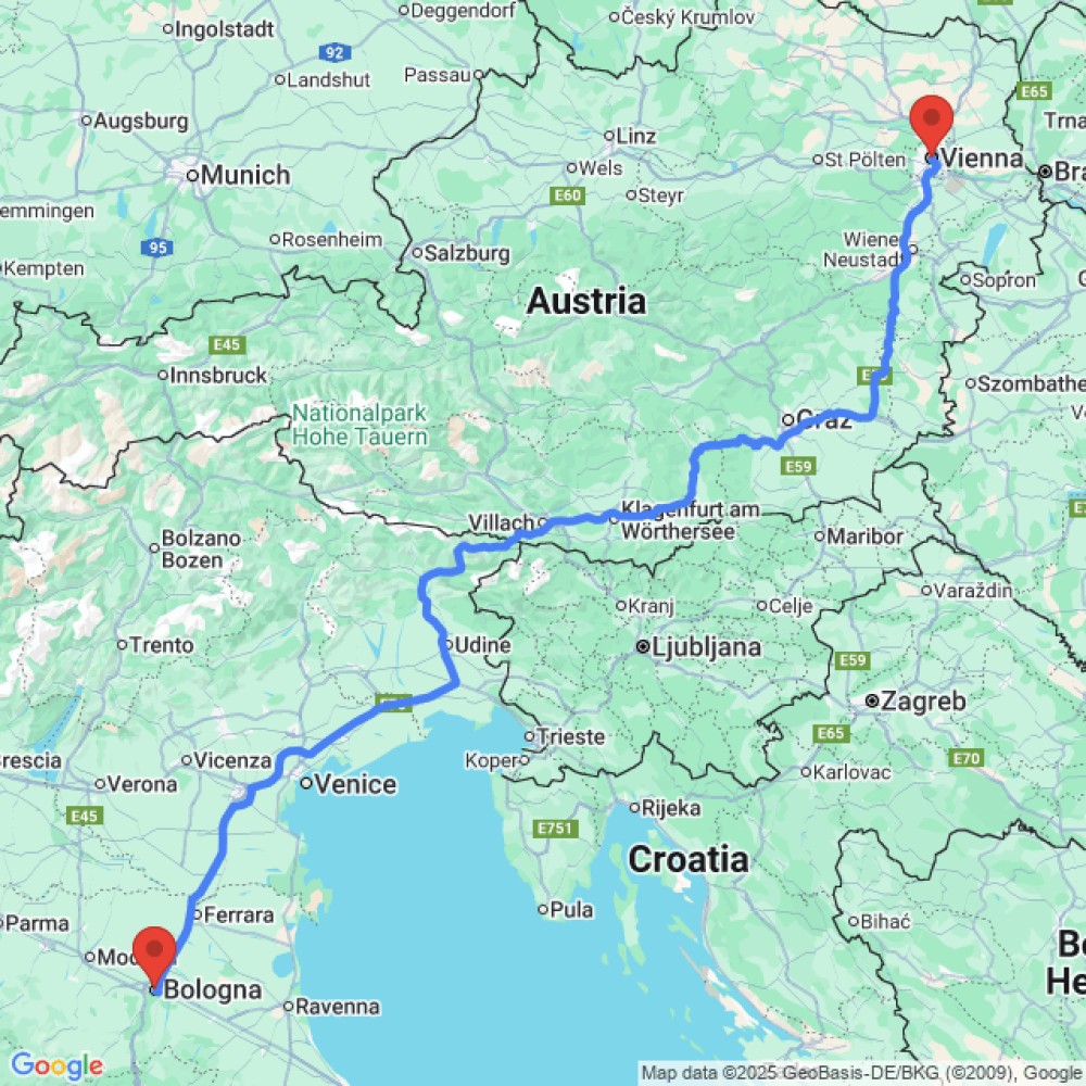 Trip between Bologna and Vienna