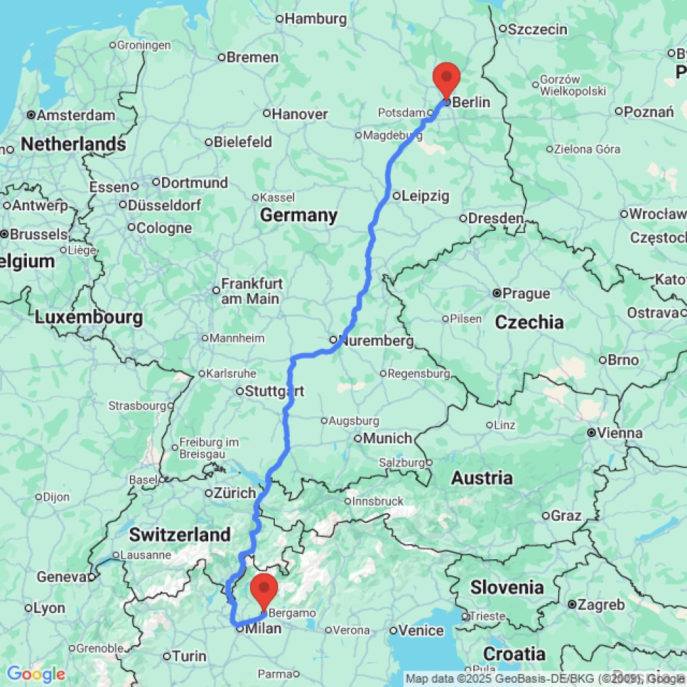 Trip between Berlin and Bergamo