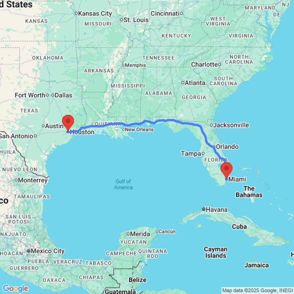 Trip between Miami and Houston