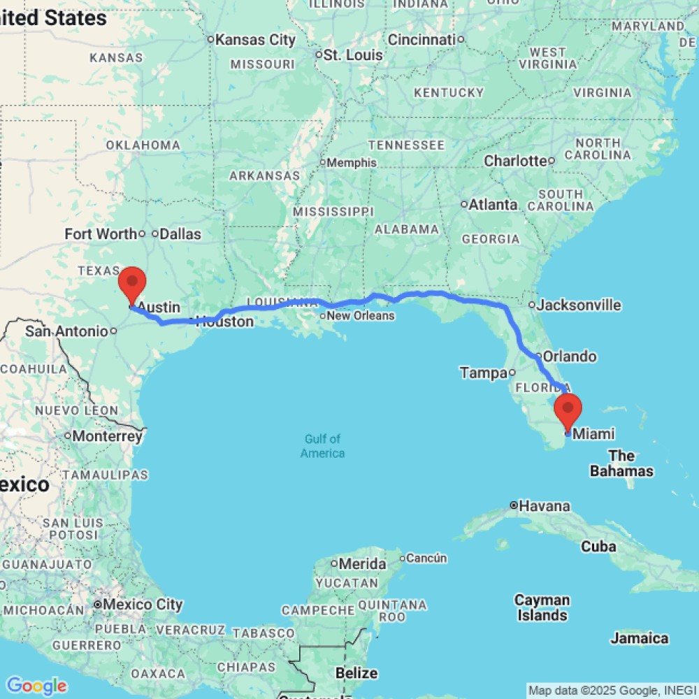 Trip between Miami and Austin