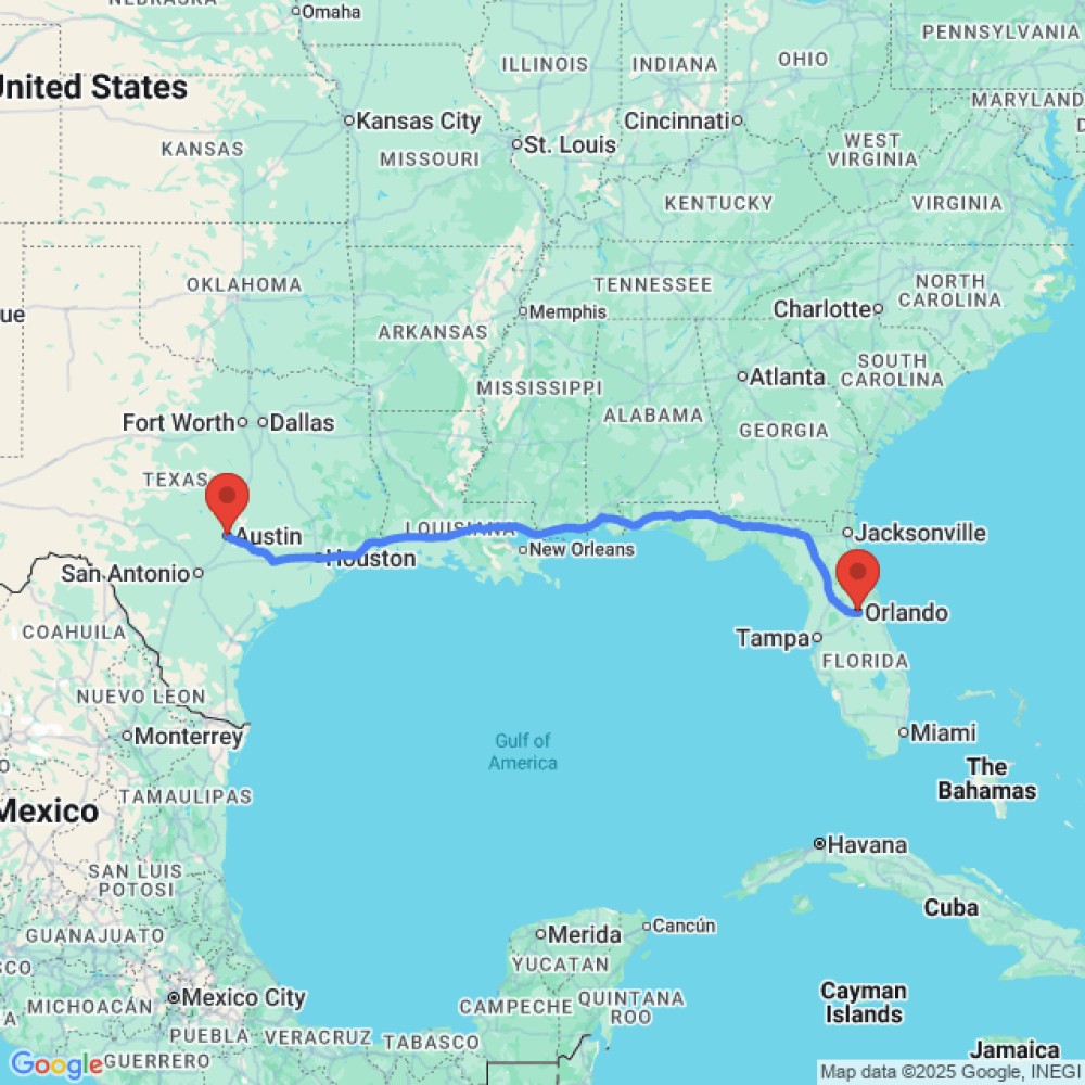Trip between Orlando and Austin