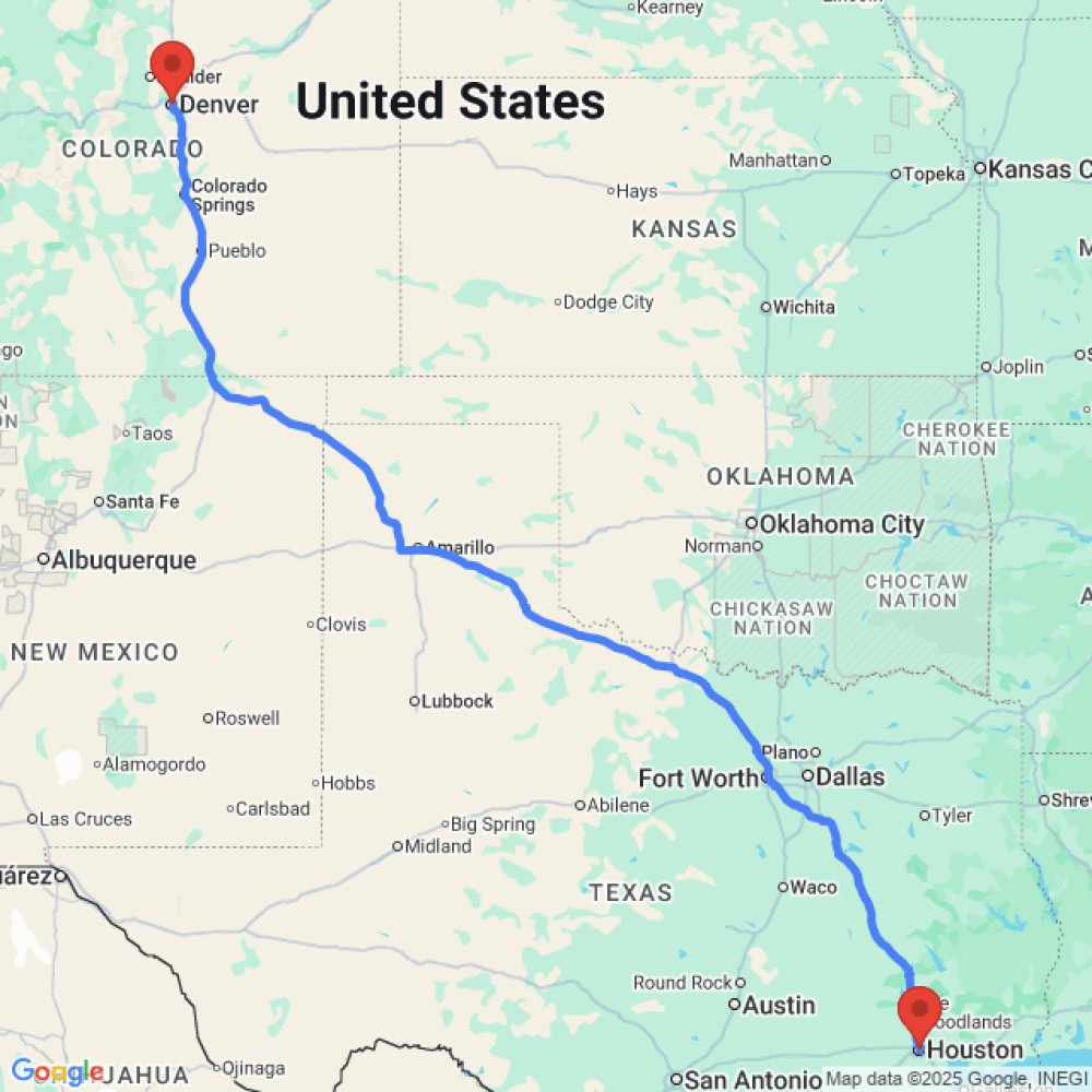Trip between Denver and Houston