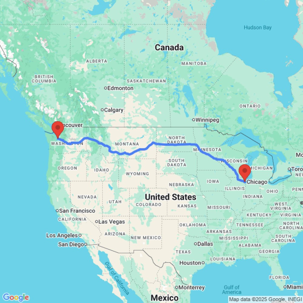 Trip between Seattle and Chicago
