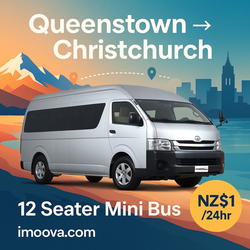 12 Seater Mini Bus available for relocation from Queenstown to Christchurch
