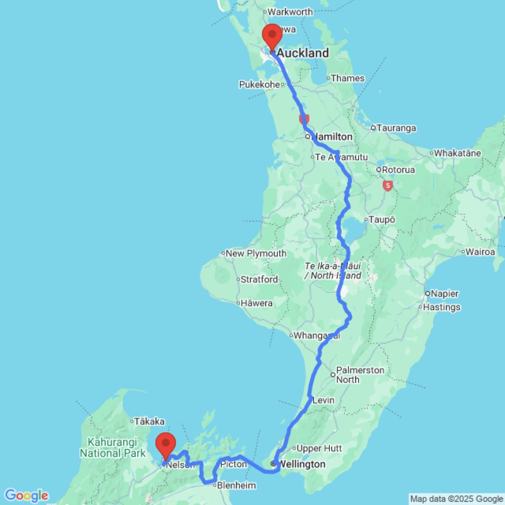 Trip between Nelson and Auckland