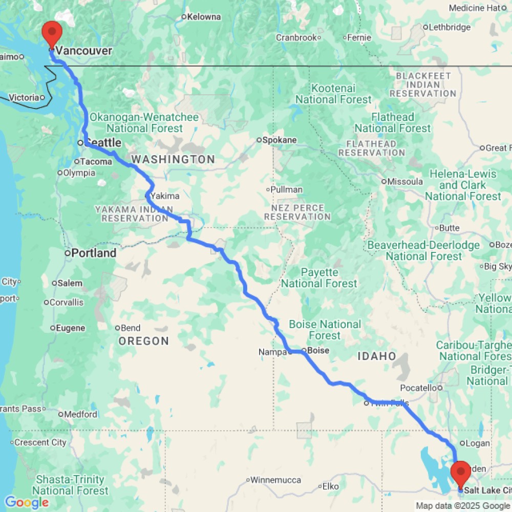 Trip between Vancouver and Salt Lake City