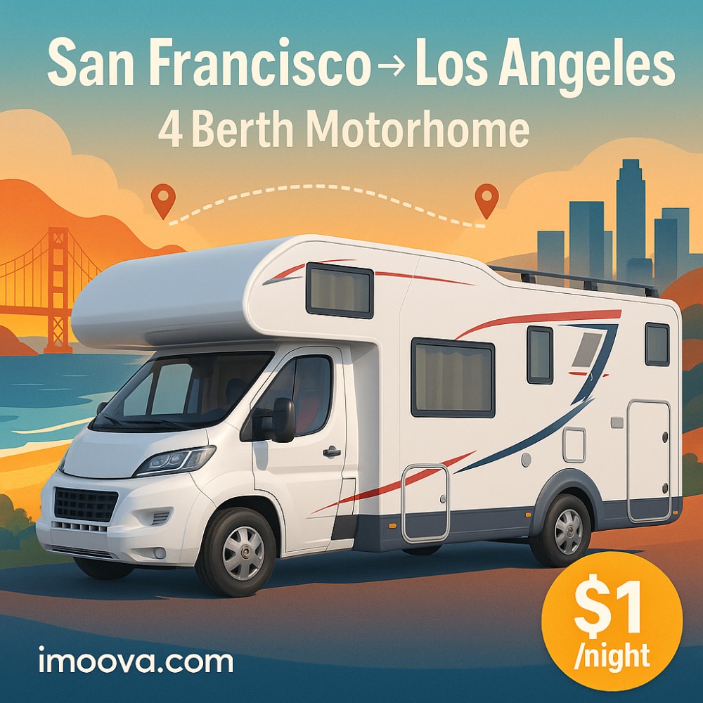 4 Berth Motorhome available for relocation from San Francisco to Los Angeles