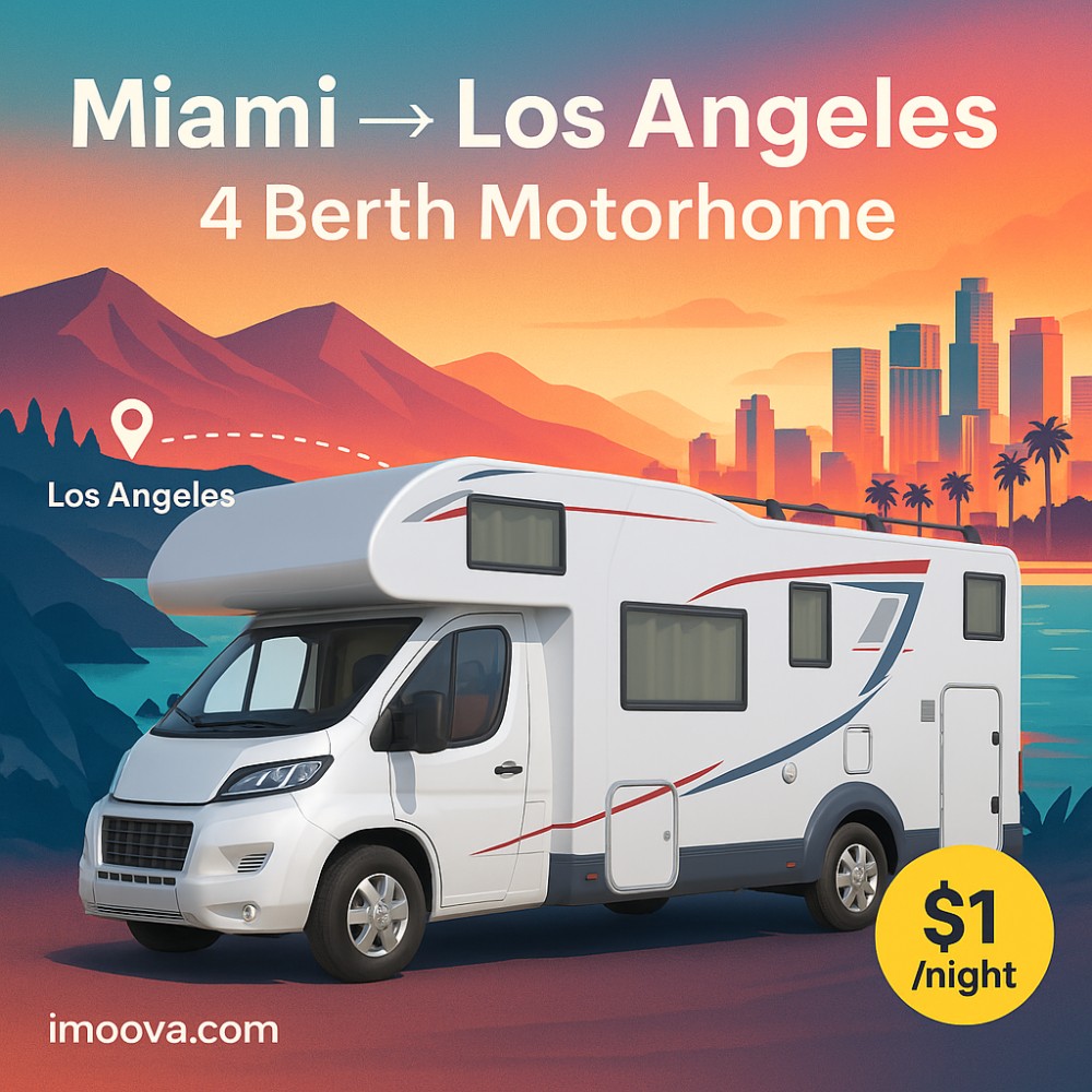 4 Berth Motorhome available for relocation from Miami to Los Angeles