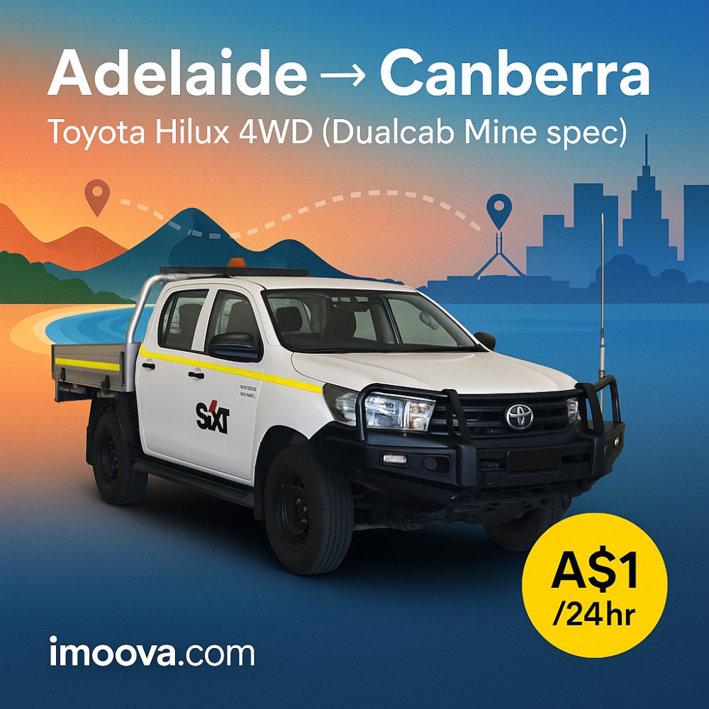 Toyota Hilux 4WD (Dualcab Mine spec) available for relocation from Adelaide to Canberra