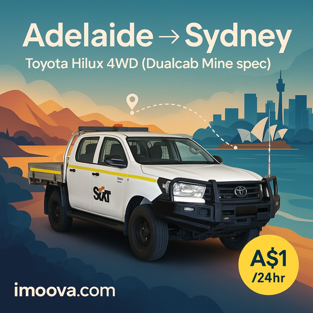 Toyota Hilux 4WD (Dualcab Mine spec) available for relocation from Adelaide to Sydney
