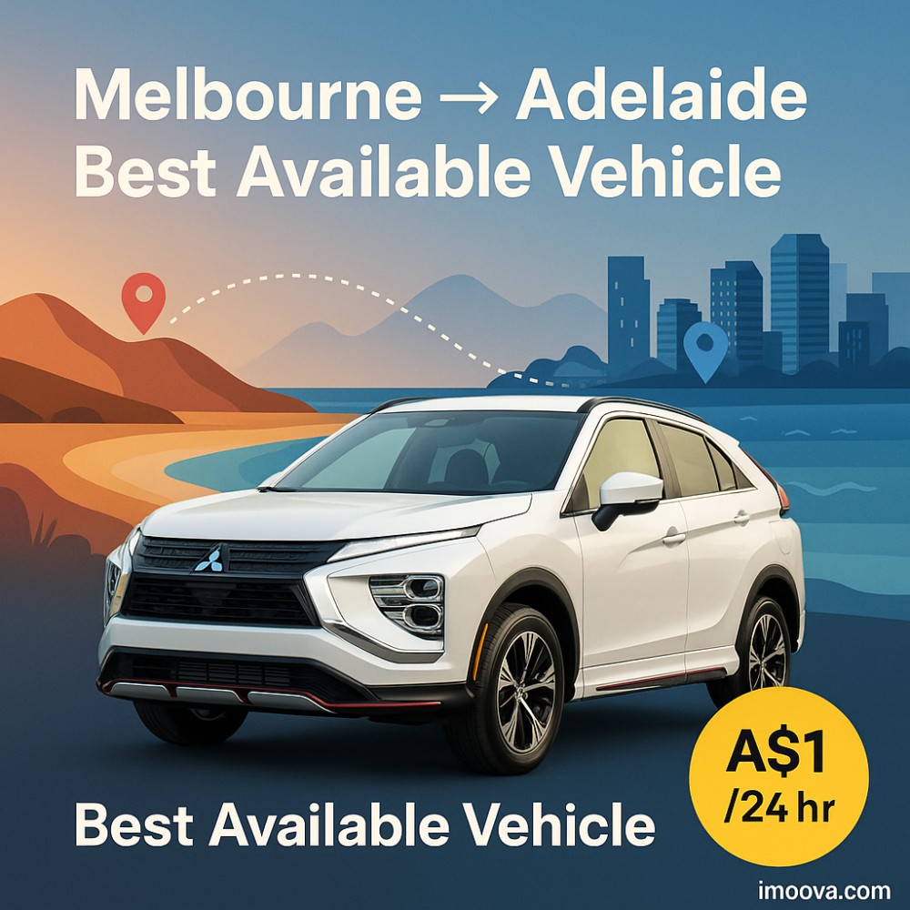 Best Available Vehicle available for relocation from Melbourne to Adelaide