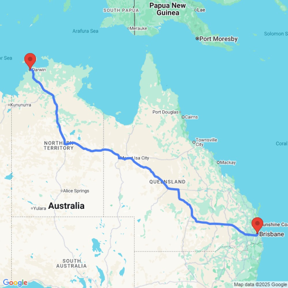 Trip between Brisbane and Darwin