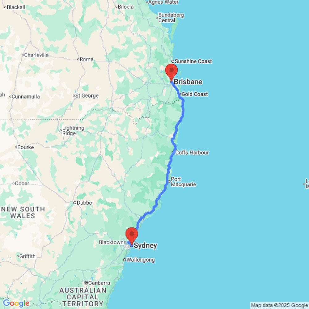 Trip between Brisbane and Sydney