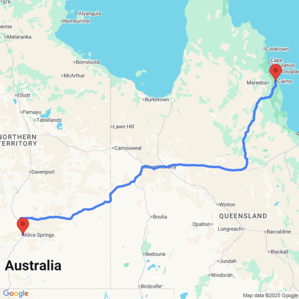 Trip between Alice Springs and Cairns