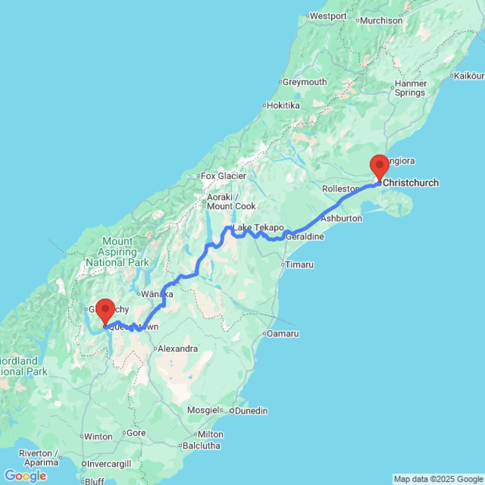 Trip between Christchurch and Queenstown