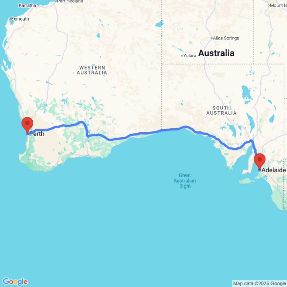 Trip between Adelaide and Perth